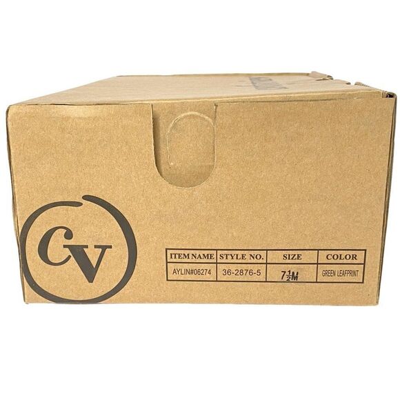 Comfortview Aylin Leaf Print Canvas Flats Sz 7.5M Silver Elastic Ankle Wrap NEW - Picture 8 of 8